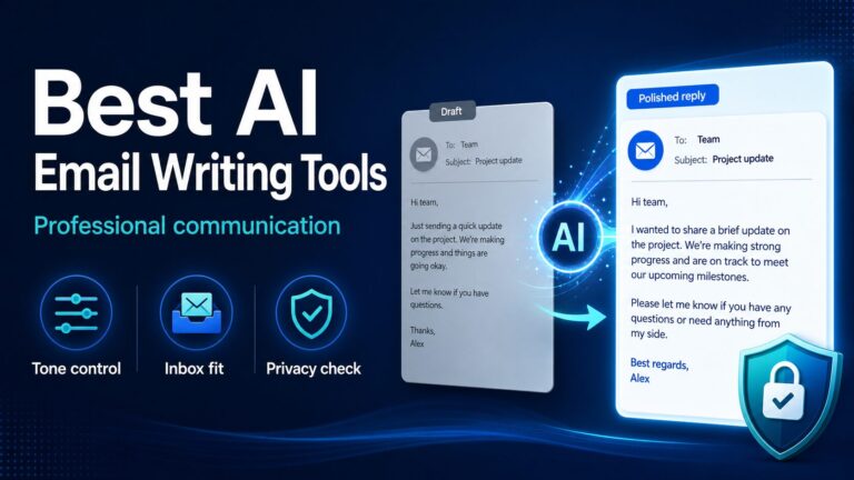Editorial thumbnail for AI email writing tools for professional communication.