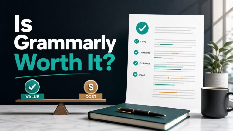 Thumbnail for a Grammarly worth it review for non-native English professionals
