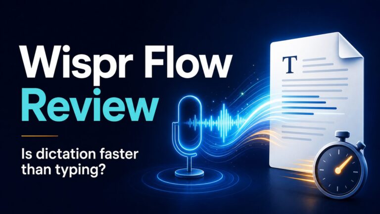 Wispr Flow Review thumbnail showing voice dictation flowing into a document