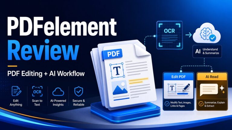 PDFelement review thumbnail showing PDF editing OCR and AI workflow concepts