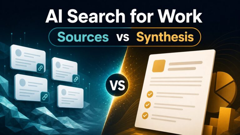 AI search for work thumbnail comparing sources and synthesis