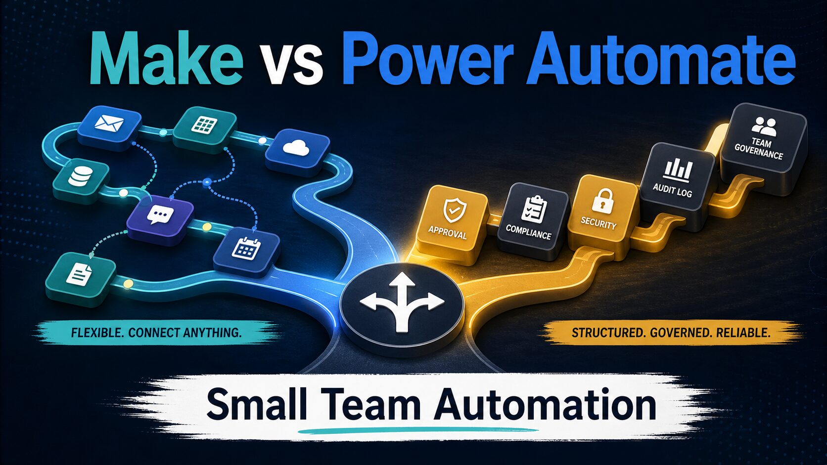 Editorial thumbnail for Make vs Power Automate small team automation comparison