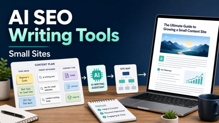 AI SEO writing tools thumbnail for small content sites