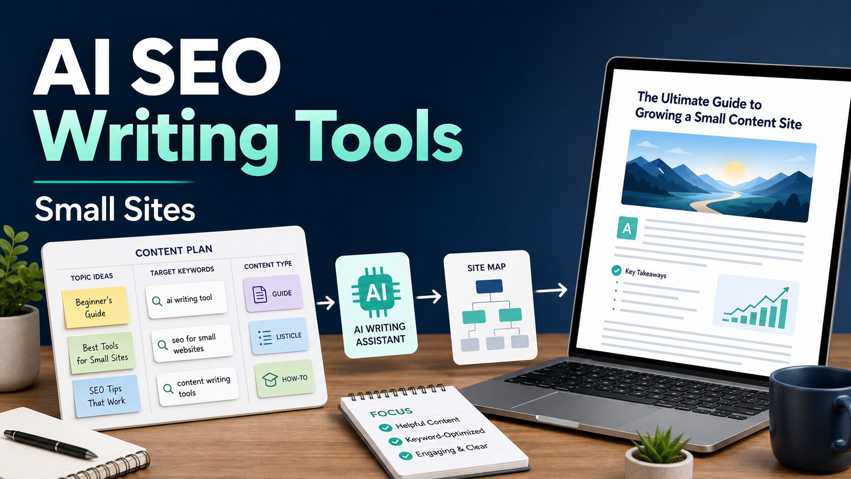 AI SEO writing tools thumbnail for small content sites