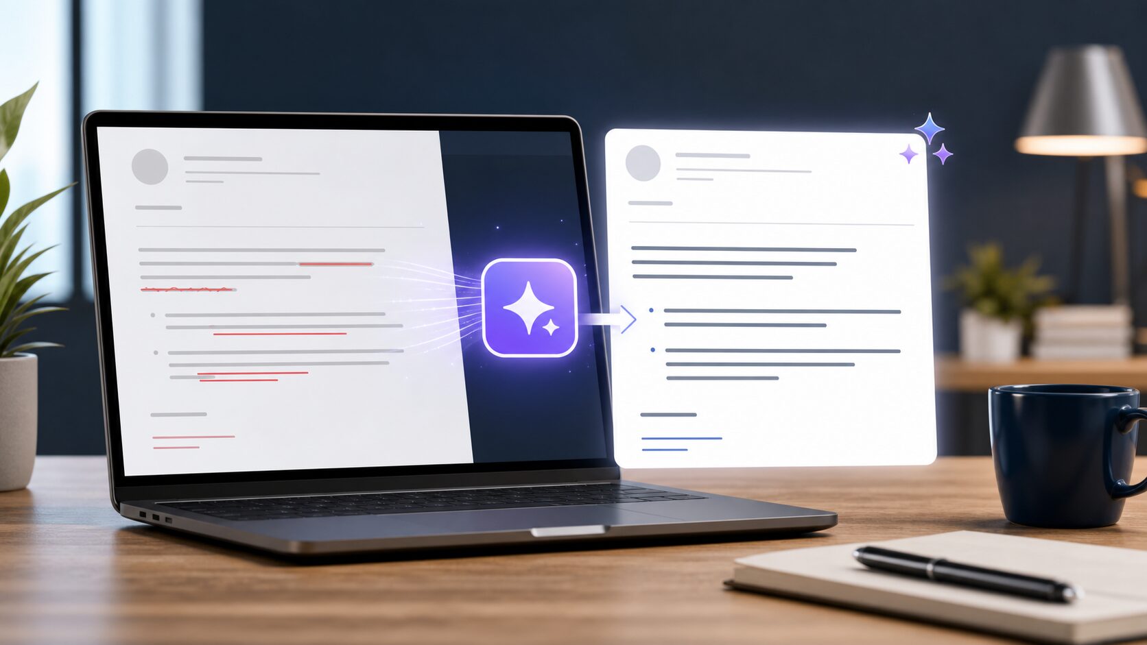 AI-assisted professional email rewrite from a rough draft to a clearer message