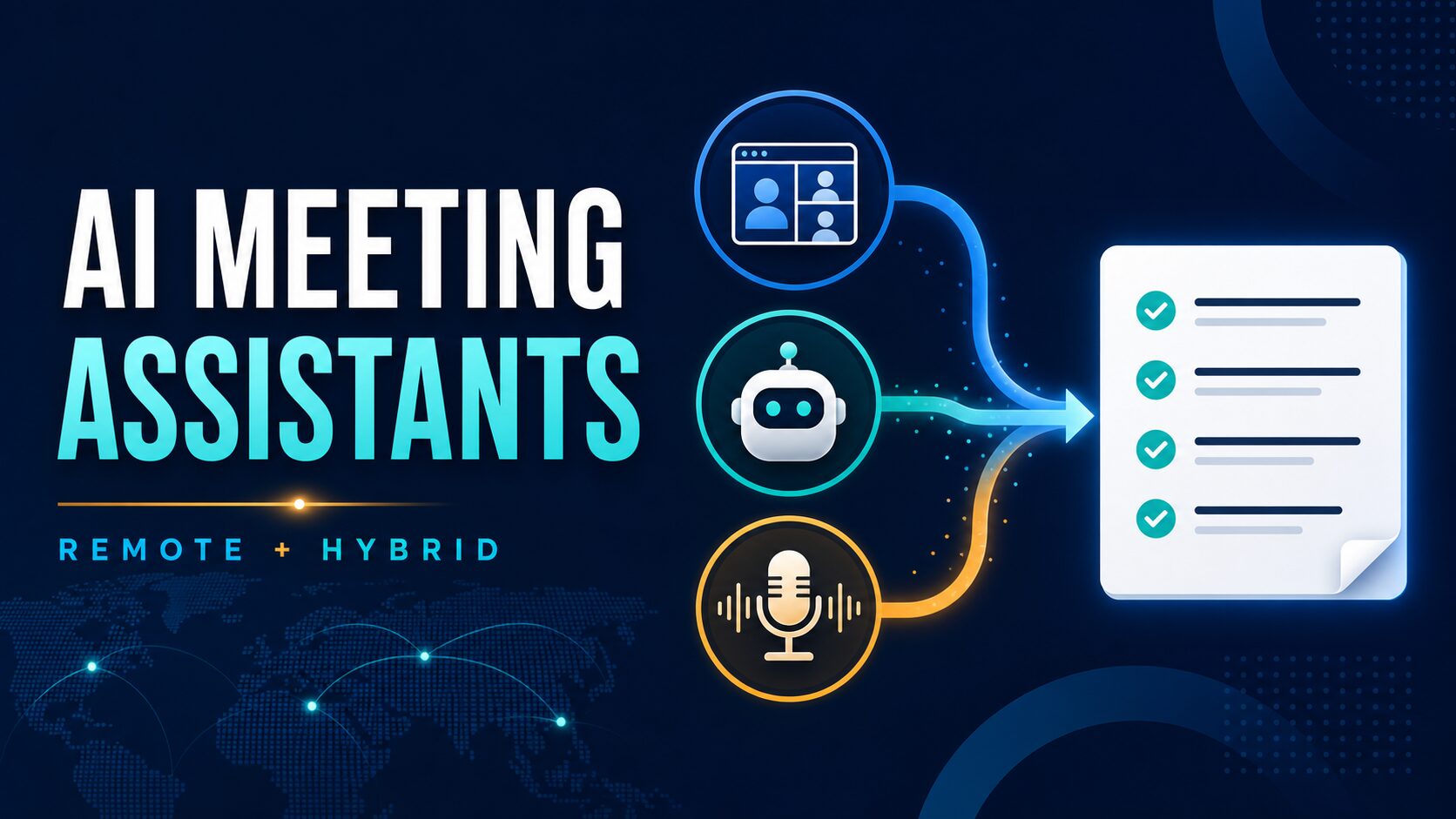 AI meeting assistants for remote and hybrid teams using video, bot, and device-audio capture paths