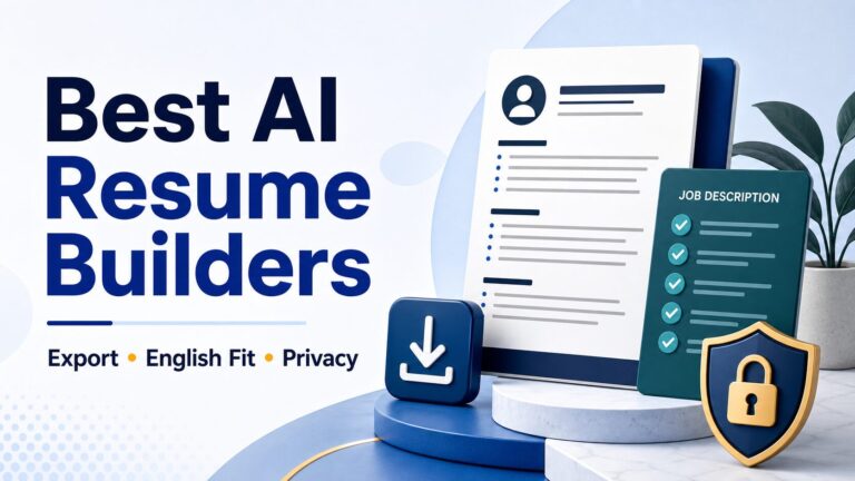 Best AI resume builders article thumbnail focused on export, English fit, and privacy