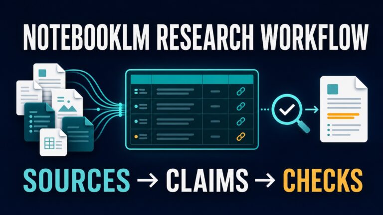 NotebookLM research workflow from sources to claims and citation checks