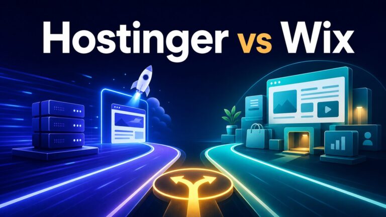Abstract decision paths for choosing Hostinger or Wix for a website launch